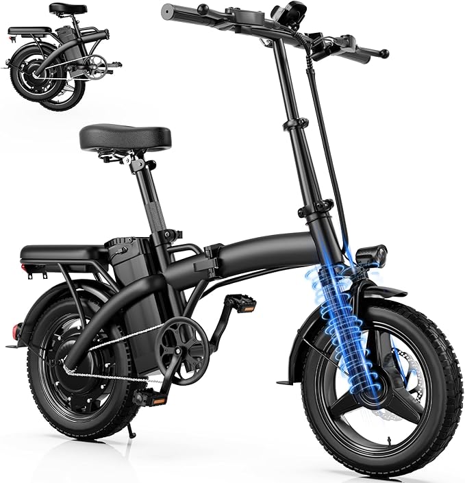 Electric Bike for Adults and Teens,550W Motor 23MPH Folding Ebike with 48V Removable Battery, 35Miles Range&PAS Mode with 14" Foldable Electric Bicycles, Electric Commuter Mini Bikes,UL 2849 Certified