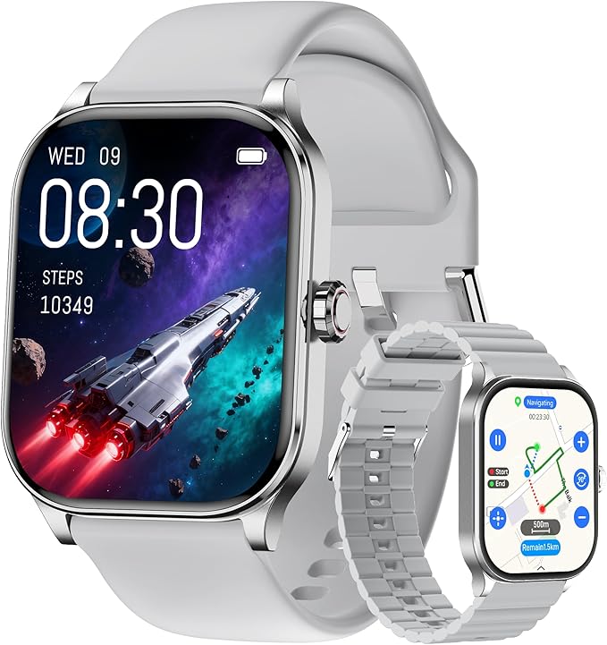 Smart Watch for Women Men with Text and Call, 2026 New AI Smartwatches with Heart Rate/SpO2/Sleep/Stress Monitor, 100+ Sports Modes, GPS Fitness Watches Compatible with iOS/Android (Silver, 1.96”)