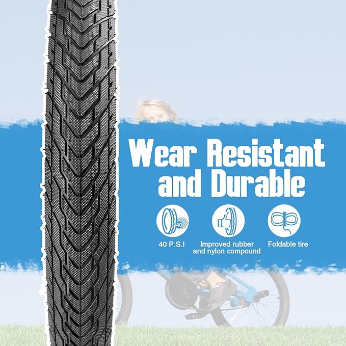 ZUKKA 20 x 2.35 Bike Tire 1/2 Pack 20 inch x 2.35 BMX Bike Tire Folding Replacement Tire for MTB Mountain Bike, BMX Bicycle Commuter Bike