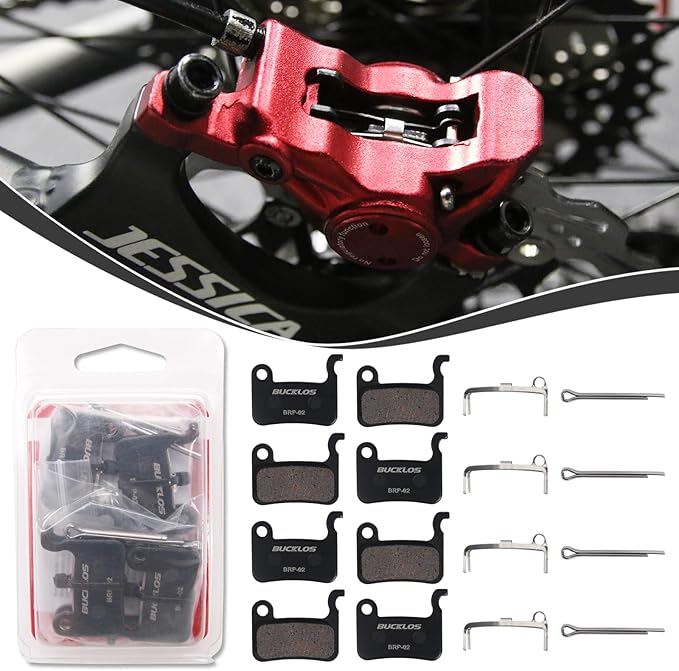 BUCKLOS Bike Disc Brake Pads - Bicycle Disk Brake Pads for Zoom/Shimano Deore XT XTR LX SLX Hone Alfine Saint for Ebike/Mountain Bike/Electric Bike/Road/Scooter
