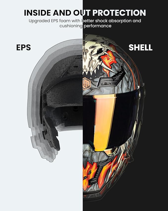 ILM Motorcycle Helmets for Adult Men Women Full Face DOT ECE Powersports Dual Visor Street Racing Helmet with Pinlock Cascos para Motos Model MF509 (Day1 Orange, M)