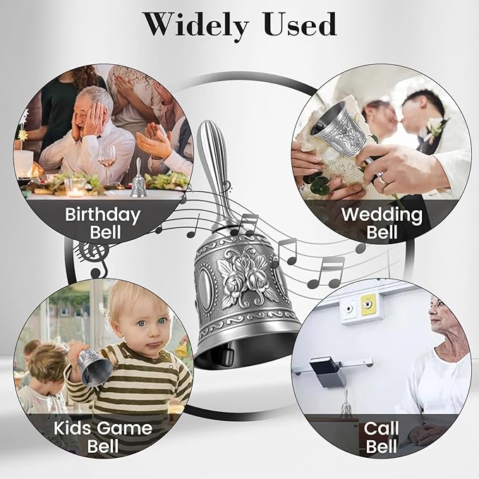 DomeStar Silver Hand Bell – Loud Call Bell for Bedside, Dinner, Wedding, Christmas & Holiday Party