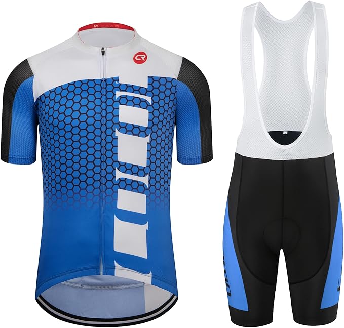Coconut Ropamo CR Men's Cycling Jersey Set Road Bike Jersey Zipper Pocket Bib Shorts with 4D Padded Cycling Clothing Set