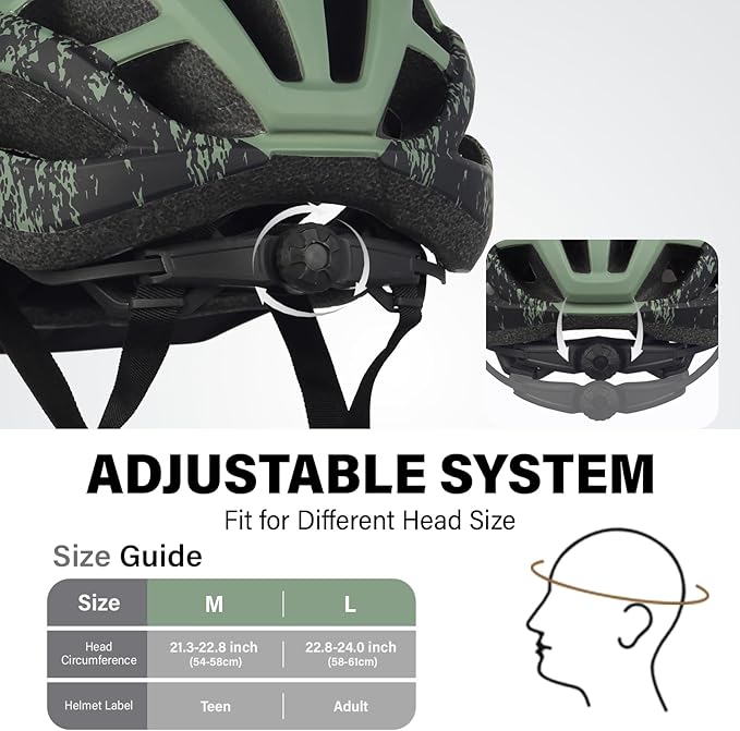 Youth Adult Road Bike Helmet, Men Women Adjustable Mountain Bicycle Helmet with Detachable Visor, 2 Sizes for Age 8-14+ Youth, Kids, Adult