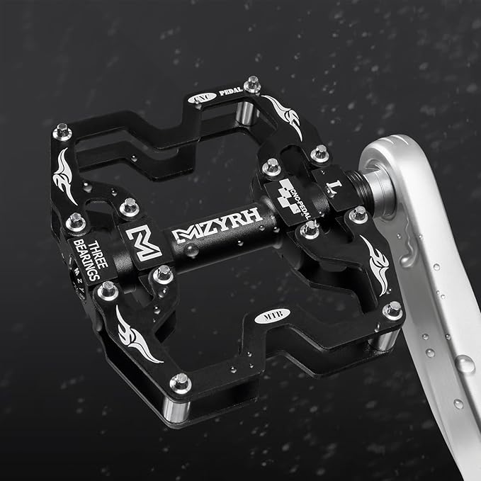 MZYRH Mountain Bike Pedals,3 Bearings Bicycle Pedals,Aluminum 9/16" MTB Pedals Bicycle Flat Pedals for Road Mountain BMX MTB Bike