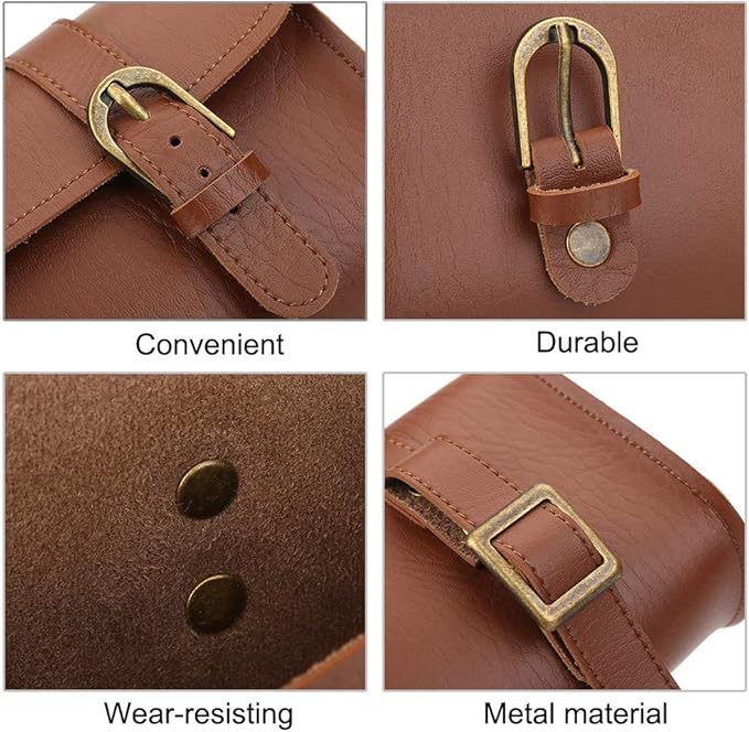 Akozon B Soul Retro Front Frame Bag | Pouch Cycling Accessory | Artificial Leather Handlebar Storage Bag | Folding Bag