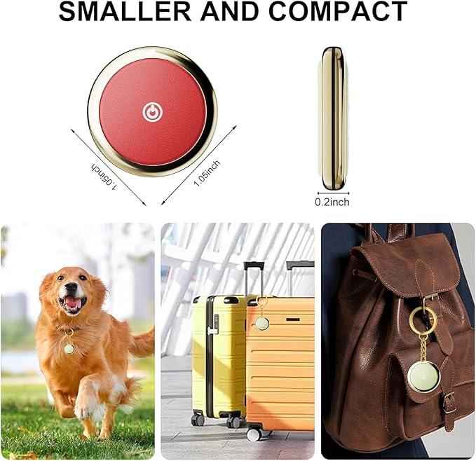 Tracker Finder Works for Apple Find My (iOS Only) GPS Tracker for Luggage Keys Backpack (Red, 1Pack)