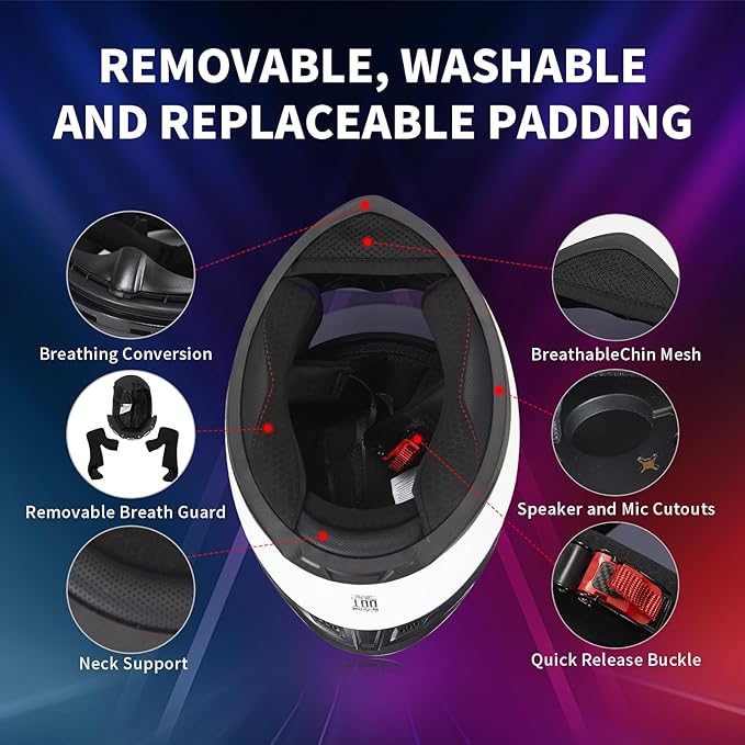 Motorcycle Helmets Full Face WS-611 Street Bike Motorbike Helmet for Adults Men Women DOT Approved