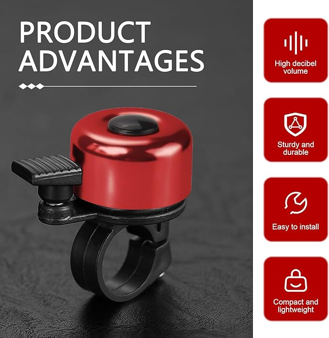 1-pack Clear Sound Brass Bicycle Bells, Crisp Loud Al Alloy Bicycle Bells, Universal for Mountain Bikes, Kids (Red #1)