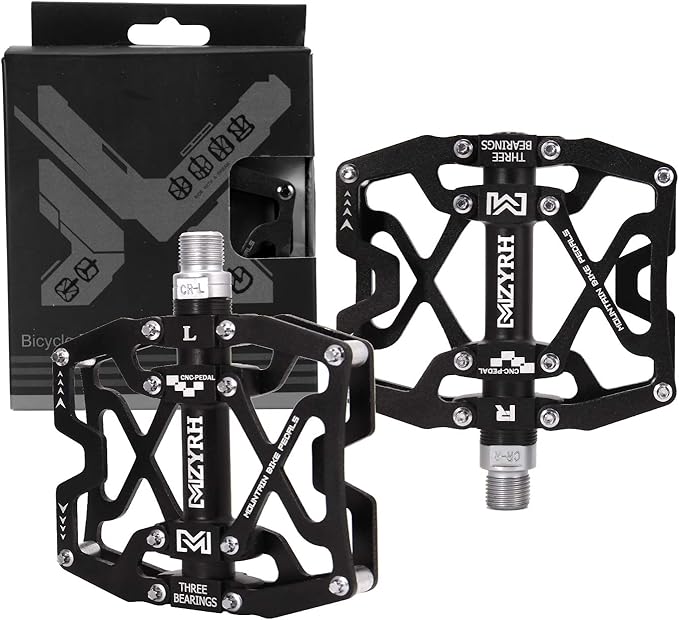 MZYRH Mountain Bike Pedals, Ultra Strong Colorful CNC Machined 9/16" Cycling Sealed 3 Bearing Pedals