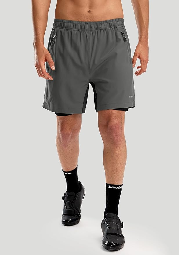 Bikewa Men's Mountain Bike Shorts 3D Padded Loose-fit Riding Biking Cycling Bicycle Biker Shorts for Men Zipper Pockets