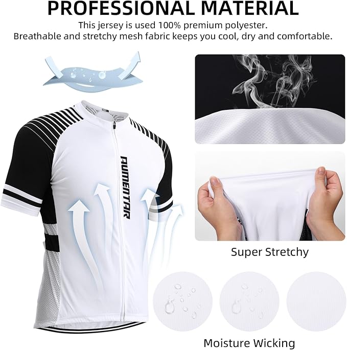 Men's Cycling Bike Jersey Long Sleeve - Moisture Wicking, Breathable, Quick Dry Biking Shirt Full Zipper