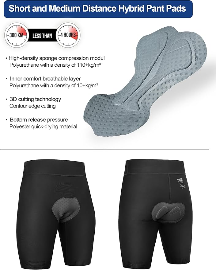 LAMEDA Padded Bike Shorts for Men Breathable Cycling Shorts with Padding Moisture-Absorbing Bicycle Shorts for Biking Road