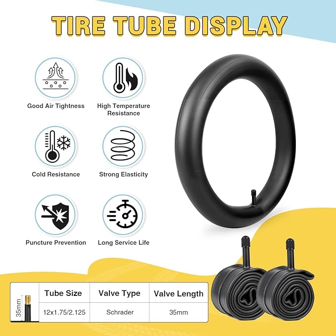 12/16/20x2.125 Bike Tires 1/2 Pack 12/16/20 Inch Kids Folding Replacement Tire/Tube Suitable for Tires 12/20x2.1 12/16/20x2. 125 12/20x2.25, Multiple Colors
