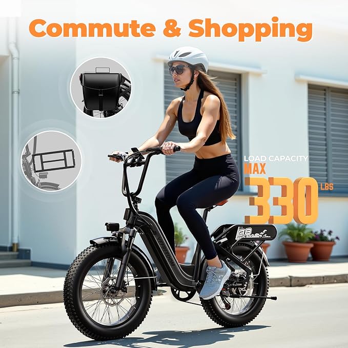 EUY Electric Bike for Adults with Peak 1500W Motor, 48V 20Ah Removable Battery Fast Ebike,Max 70Miles & 30MPH,20" x4.0 Fat Tire Commuting Electric Mountain Bike,7-Speed, Step-Thru Bicycle