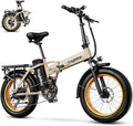 Foldable Electric Bike for Adults, 30+MPH, 48V 20Ah Removable Battery up to 80Miles, 20" Fat Tire Peak 1000W Motor Dirt Ebike Adult Electric Bicycle for City Commute Beach Mountain E Bike Yellow
