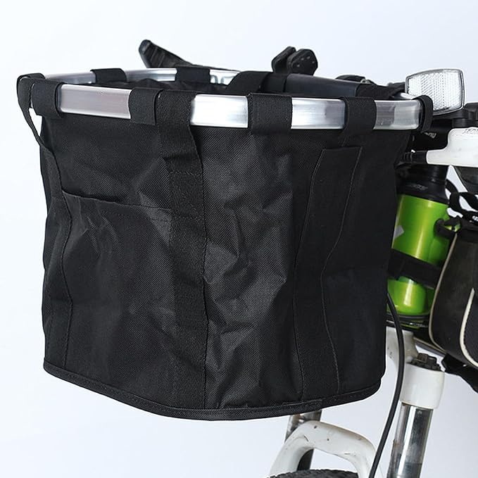 Bike Basket, Folding Front Quick Release Bicycle Basket, Multi-Purpose Bicycle Handlebar Basket, Easy Install Small Pet Carrier for Shopping, Commuter, Camping and Outdoor