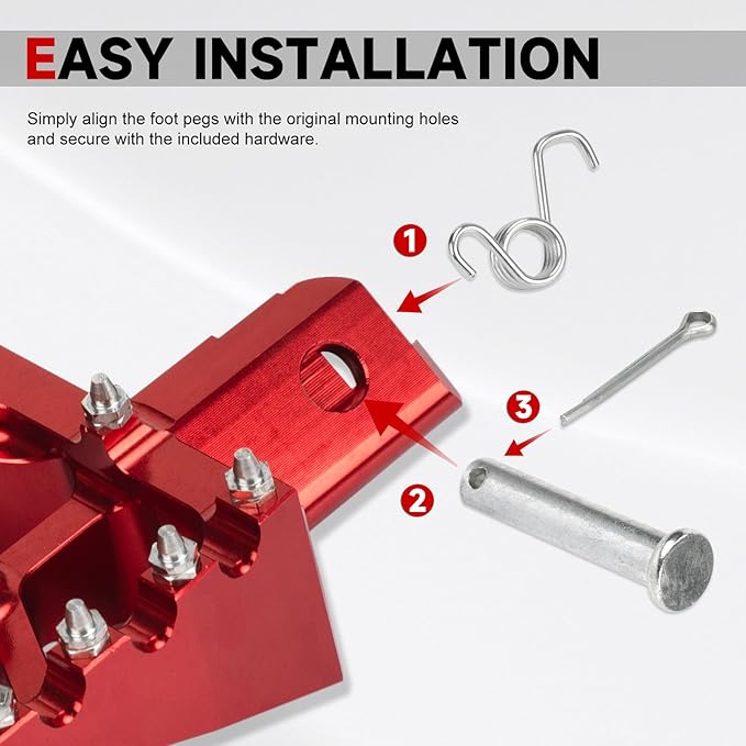Mini Bike Foot Pegs CNC Anti-Slip Wide Footpegs for CRF50 CRF70 Coleman CT100U CT200U BT200X CC100X CRF XR50 70 110 125 SSR Apollo TaoTao Motorcycle Dirt Bike Pit Bike Pedals(Red)