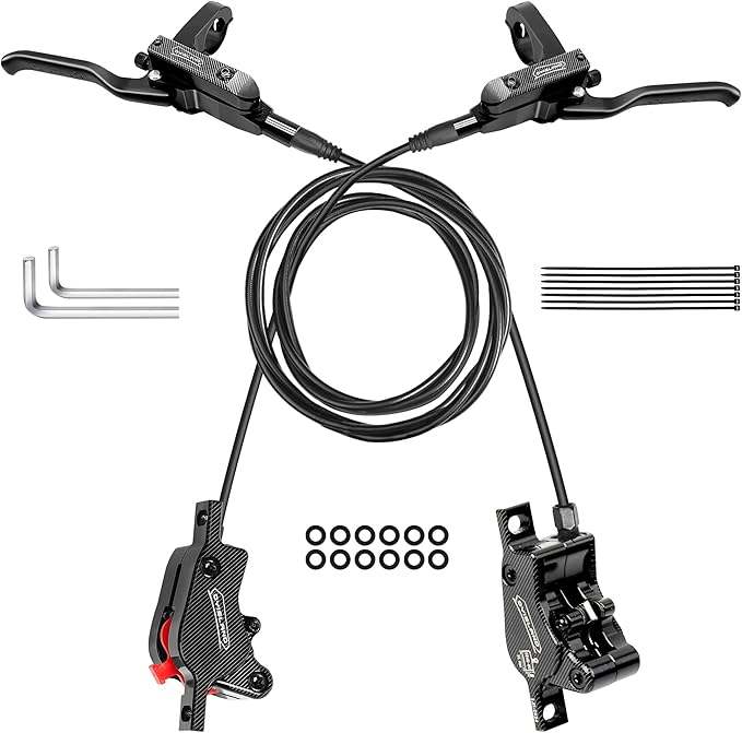SD-230X MTB Hydraulic Disc Brake Set 2-Pistons/4-Pistons,Aluminum Front and Rear Two-Finger Brake levers,Brake Kit for Mountain Bike