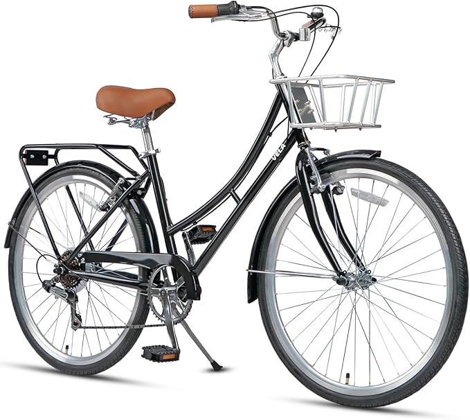 AVASTA Vela Hybrid Bike for Adult Women Female Lightweight Step Through 26 Inch High Tensile Steel Frame City Commuter Comfort Lady Bicycle, 6-Speed, Multiple Colors