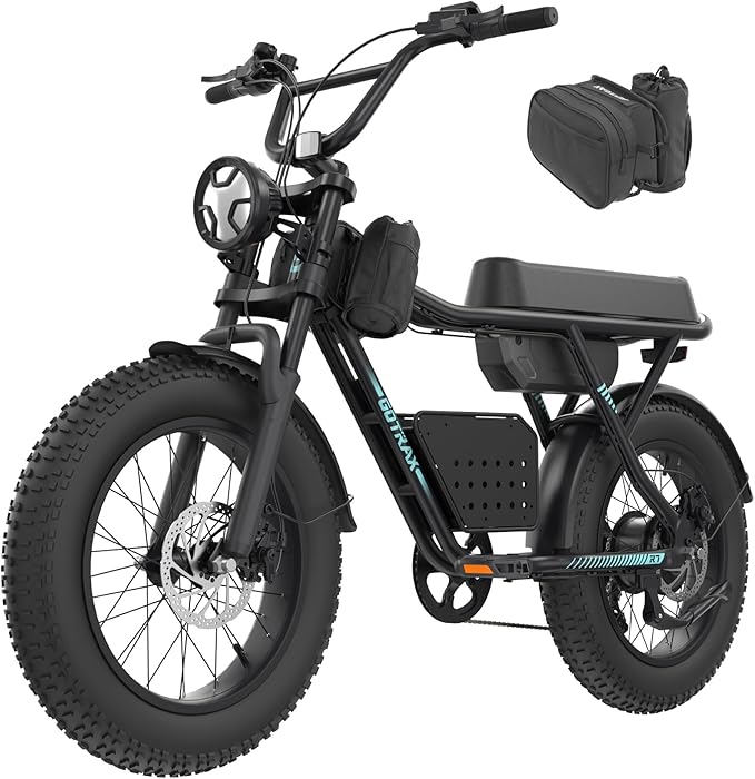 Gotrax R7 Electric Bike for Adults, 750W Motor, 25mph, Max 45-Mile Range, 20" Fat Tire, UL Certified, 48V Removable Battery, Oversized Padded Seat, Basket&Frame Bag, Easy Assembly for City&All-Terrain
