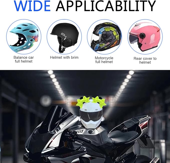 2 PCS Bow Ears Motorcycle Helmet Decor, Cute Cartoon Cat Ears Helmet Decoration, Removable Self Adhesive Motorcbike Bow Accessories, Universal for Most Ski, Bike & Motorcycle (Green)