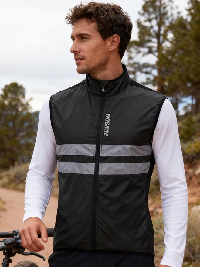 WOSAWE Men's High Visibility Cycling Wind Jacket Water Resistance Reflective Windbreaker