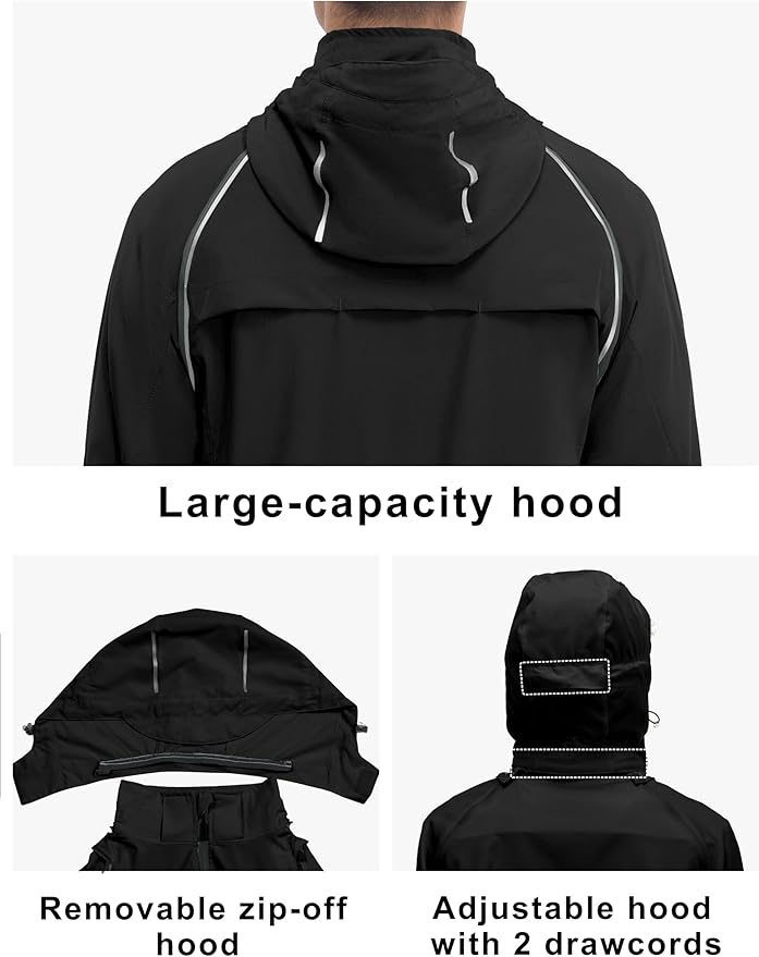 Little Donkey Andy Men's Quick-dry Running Jacket, Convertible UPF 50+ Cycling Jacket Windbreaker with Removable Sleeves