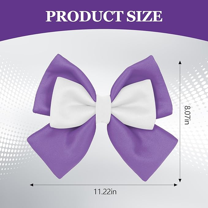 Bow Helmet Accessory, 8.07"x11.22" Stylish Motorcycle Helmet Bow Decoration for Women, Removable Cute Fashion Ribbon Bows Ornament for Motorcycle Scooter E-Bike Helmets (Purple+White)