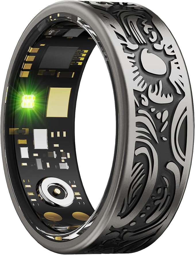 Smart Ring for Men Smart Ring Women Heart Rate Monitor Sleep Tracker Health Ring Fitness Tracker Gesture Control GPS Pedometer Calories Step Counter IP68 Waterproof Compatible with iOS Android Phones