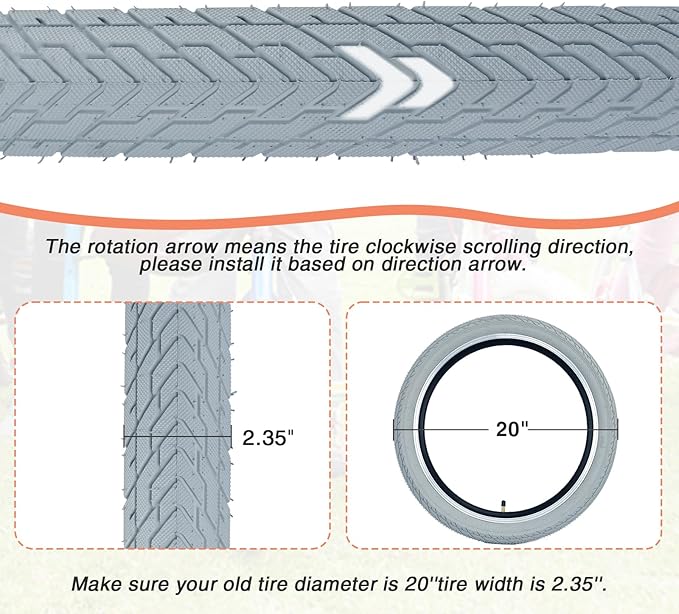 ZUKKA 20 x 2.35 Bike Tire 1/2 Pack 20 inch x 2.35 BMX Bike Tire Folding Replacement Tire for MTB Mountain Bike, BMX Bicycle Commuter Bike