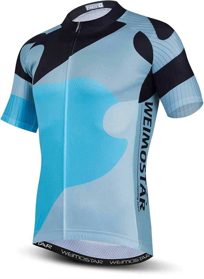 Cycling Jersey Men USA Summer Bike Short Sleeve 3-Pockets Breathable Quick-Dry Shirt S-3XL
