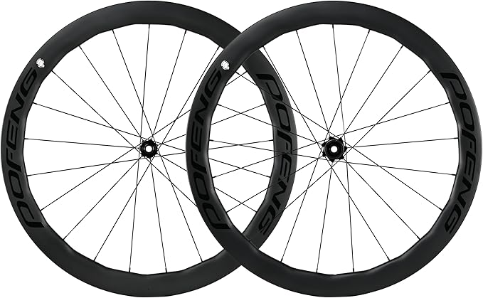 POFENG Carbon Fiber Wheelset 700c Disc Brake Road Bike 50/28mm Tubeless Wheels UD Matte