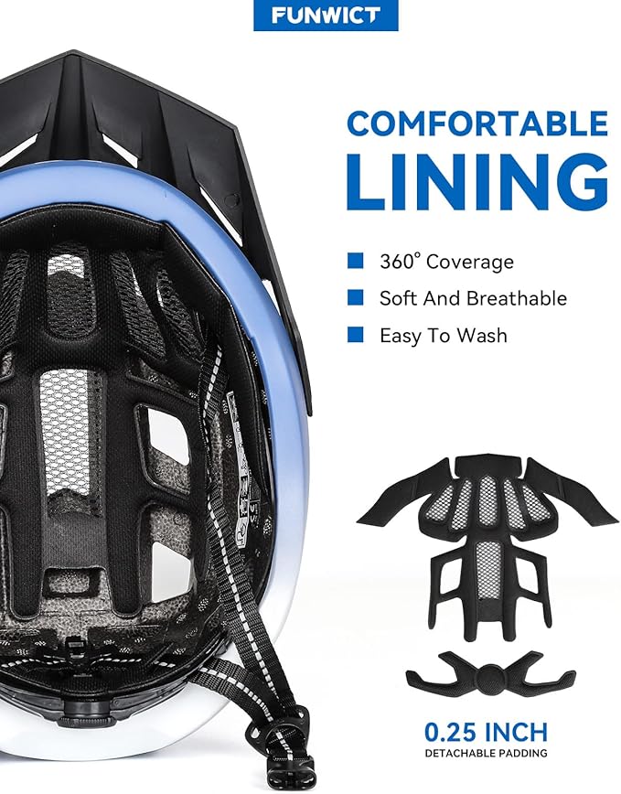 Adult Bike Helmet with Visor and Goggles for Men Women Mountain Road Bicycle Helmet Rechargeable Rear Light Cycling Helmet