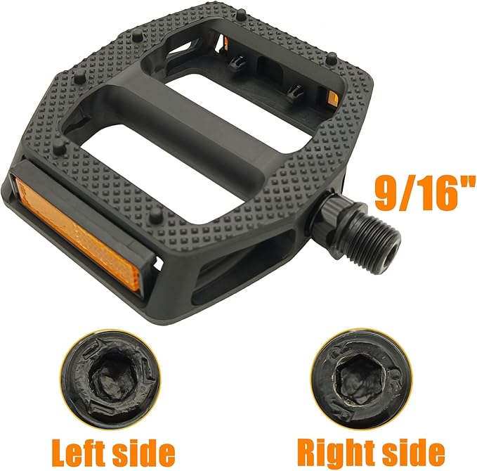 Bike Pedals, Non-Slip Wide Bike Pedals with Reflectors, Lightweight 9/16" Bicycle Pedals for Mountain Bike, Road Bike, BMX, Adult Bike Pedal
