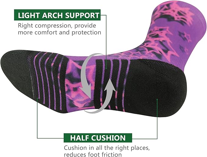 HUSO Hiking Socks Men Women Fashion Novelty Digital Printing Sports Crew Socks 3, 4 Pairs