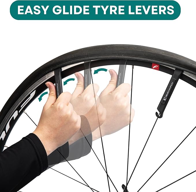 VeloChampion Puncture Repair Kit | Self-Adhesive Bike Tyre Patches for Road, MTB, BMX, Ebike| Travel Size Bicycle Puncture Repair Kit | 6, 10 or 40 Pack + Optional Tyre Levers