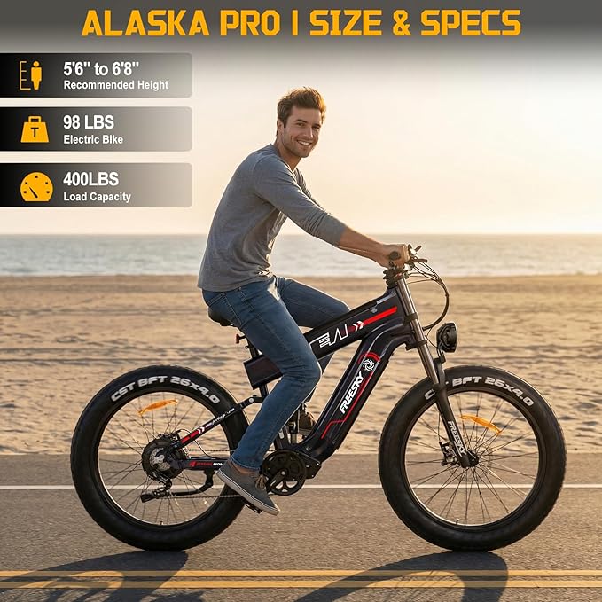 FREESKY Dual Battery 48V 41AH 160 Mile 40MPH Electric Bike for Adults, 4000W High-Torque Single Motor Long Range Fast Fat Tire Ebike, 26" Full Suspension Mountain E Bike, UL 2849 Certified by TÜV
