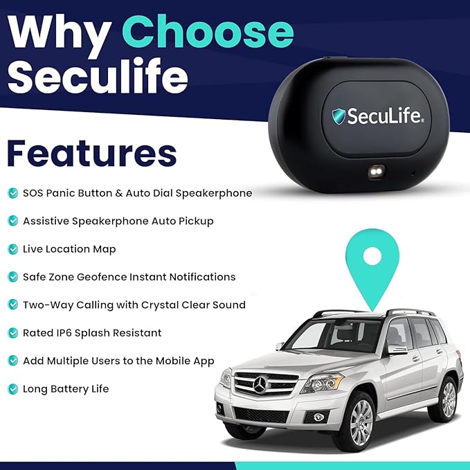 SecuLife GPS Tracker for Vehicles, Kids, Adults, Pets & Bikes – Hidden Car Tracker with Geo-Fencing, Location History, Water-Resistant, Lightweight Build, Long Battery Life & 4G LTE Real-Time Tracking