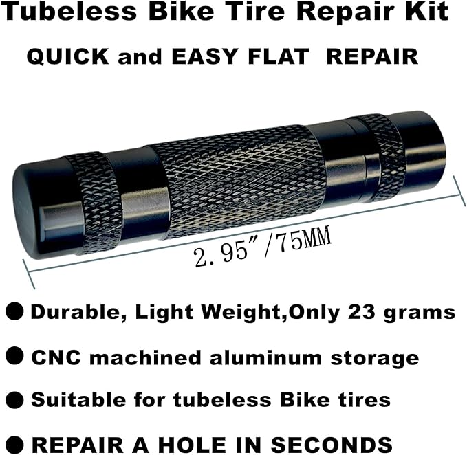 Tubeless Bike Tire Repair Kits，Road Bicycle and Mountain Bike Tires Fix a Puncture or Flat, Includes Storage Canister Plugger Tool with Plugs, 30Pcs(2.0mm/3.5mm) Plug Strips