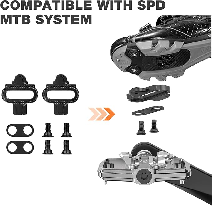CXWXC Mountain Bike Pedals Compatible with Shimano SPD Cleats - Dual Sided Plat & Clip Pedal, 9/16” Bicycle Platform and Clipless Pedals for Road, MTB, and Hybrid Bikes