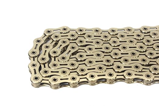 PYC SP1101 11-Speed Bike Chain, 116 Links (116L), Super Lightweight Hollow-Pin Bicycle Chain for Mountain (MTB) & Road Bikes, Compatible with Shimano, SRAM, Campagnolo (DLC Gold)