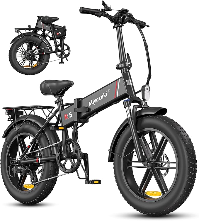 Miyazaki Folding Electric Bike for Adults, Space Aluminum Frame,1000/1500w Brushless Motor Foldable Ebike, 48v16/17.5ah Removable Battery,20"X4.0" Fat Tire Electric Bicycle, Hydraulic Oil Brake