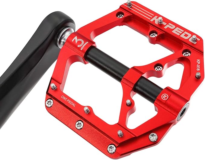 Aluminum Alloy 9/16" Bike Pedal MTB Wide Platform Flat Non-Slip Bicycle Pedals with 3 Bearings for Mountain Bikes, Road, BMX