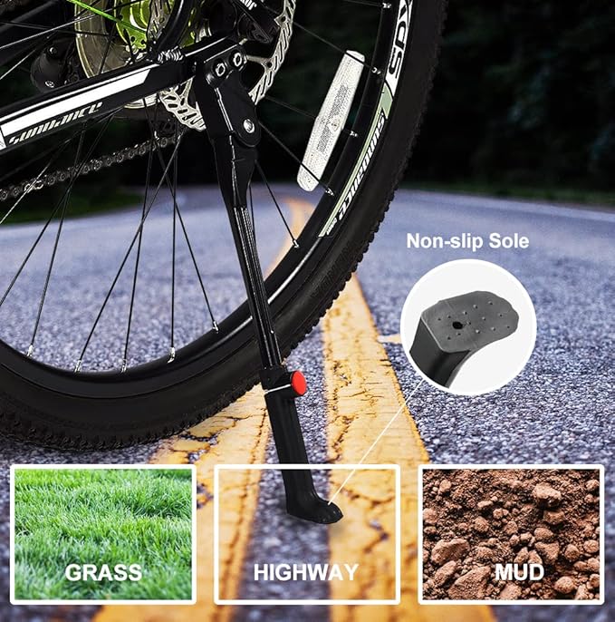 Adjustable Aluminium Alloy Bicycle Kickstand - Fit for 22" to 28" Mountain, Road, BMX & MTB (Two-hole for 22-24-26-28 inch bike)