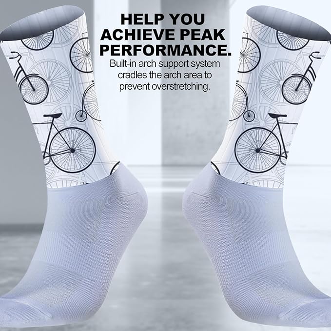 Cycling Socks Athletic Crew Socks Breathable Cushioned Compression Running Hiking Socks For Mens Womens