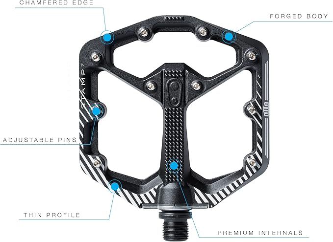 Crankbrothers Stamp Flat MTB Pedals - Size-Specific, Lightweight, Versatile, Durable Bike Pedals