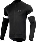 Dooy Men's Cycling Bike Jersey Long Sleeve Full Zipper Biking Shirt with 3 Rear Pockets, Breathable MTB Shirts Basic Series
