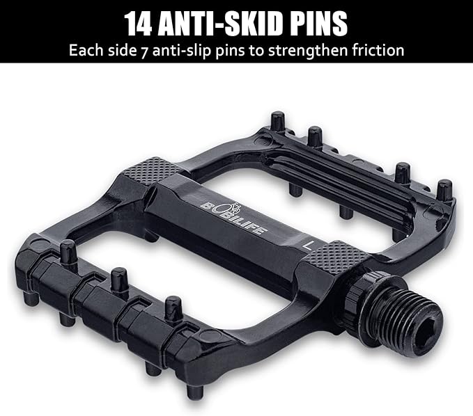 Smooth Bearings Mountain Bike Pedals - MTB Bicycle Flat Pedals Aluminum 9/16" Sealed Bearing Lightweight Platform for Road Mountain BMX MTB Bikes