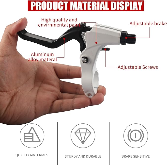 Complete Bike Brakes Set，Inner and Outer Callipers Cables Lever Kit ，Universal Bike Front and Rear MTB Brake with Multi-Tool Wrenches Black White